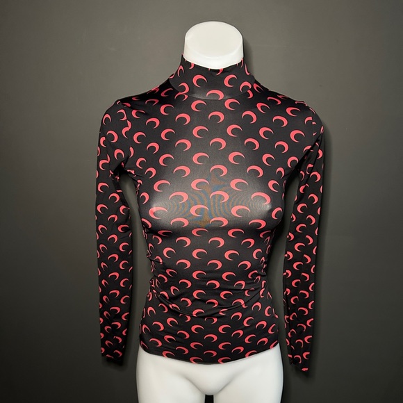 MARINE SERRE CRESCENT MOON-PRINT JERSEY TOP - BLACK - Picture 3 of 6